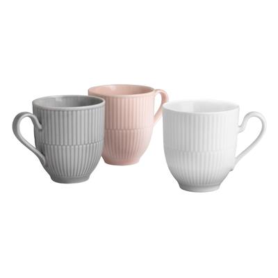 Becher SELTMANN WEIDEN "Amina, Tassen-Set 3-tlg.", rosa (rosa, grau, weiß), B:8,60cm H:9,60cm Ø:12,00cm, Porzellan, Trinkgefäße, Becher, Tassen-Set, besteht aus drei verschiedene Farben Image