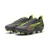 Fußballschuh PUMA "ULTRA 5 PRO FG/AG Fußballschuhe Jugendliche", Kinder, Gr. 38, matte aged silber gelb alert sun struck blau pink, Obermaterial: Textil, Synthetik; Futter: Textil, Synthetik; Innensohle: Textil; Laufsohle: Synthetik, Schuhe