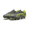 Fußballschuh PUMA "ULTRA 5 PLAY FG/AG Fußballschuhe Erwachsene", Gr. 45, matte aged silber gelb alert blau gray, Obermaterial: Synthetik, Textil; Futter: Textil; Innensohle: Textil; Laufsohle: Synthetik, Schuhe