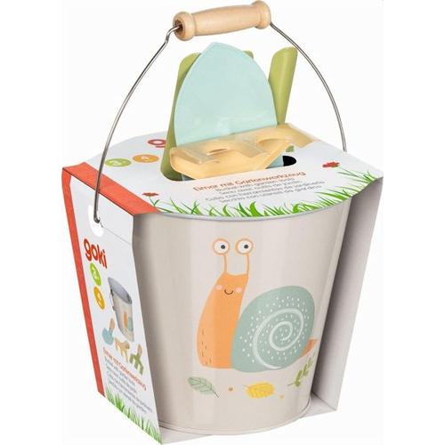 Goki 63870 - Eimer mit Gartenwerkzeug, Motiv Schnecke - Gollnest & Kiesel