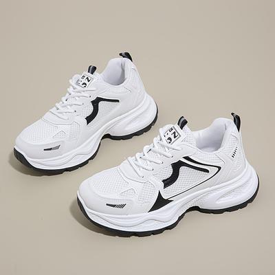 TEMU Women's Fashion Sneakers For All - Breathable, Lace-up Mid- Shoes With Rubber Sole And Fabric Insole, Plus Size, Casual, Movement Style Image