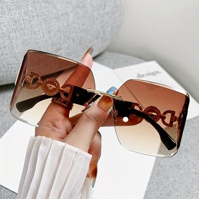 TEMU Stylish Women's Oversized Curved Glasses With - Metal Frame, Pc Lenses, Parties & Social Events Image