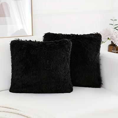 TEMU Pack Of 2 Soft Fur Throw Pillow Covers, Fluffy Cushion Covers, Shaggy Plush Furry Pillow Cases, Fuzzy Decorative Pillow Covers For Sofa Bed Couch Bedroom Image