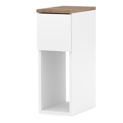 Weisser Schmaler Nachtschrank 20 Cm Skandinavischer Tisch Mit 1 Schublade Für Das Schlafzimmer Image