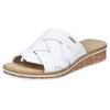Pantolette RIEKER, Damen, Gr. 38, weiß, Lederimitat, unifarben, Flechtoptik, klassisch, Schuhe, Sommerschuh, Schlappen, Hausschuh, Urlaubschuh mit Absatz in Korkoptik