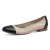 Ballerina TAMARIS, Damen, Gr. 40, beige (hellbeige kombiniert), Leder, Lederimitat, klassisch, Schuhe, Blockabsatz, Businessschuh, Schlupfschuh mit Elastikeinfass