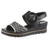 Keilsandalette GABOR, Damen, Gr. 41, schwarz-weiß (schwarz, creme), Nappaleder, Flechtoptik, klassisch, Schuhe Riemchensandale, Sommerschuh, Riemchensandale mit Klett unter der Zierschließe