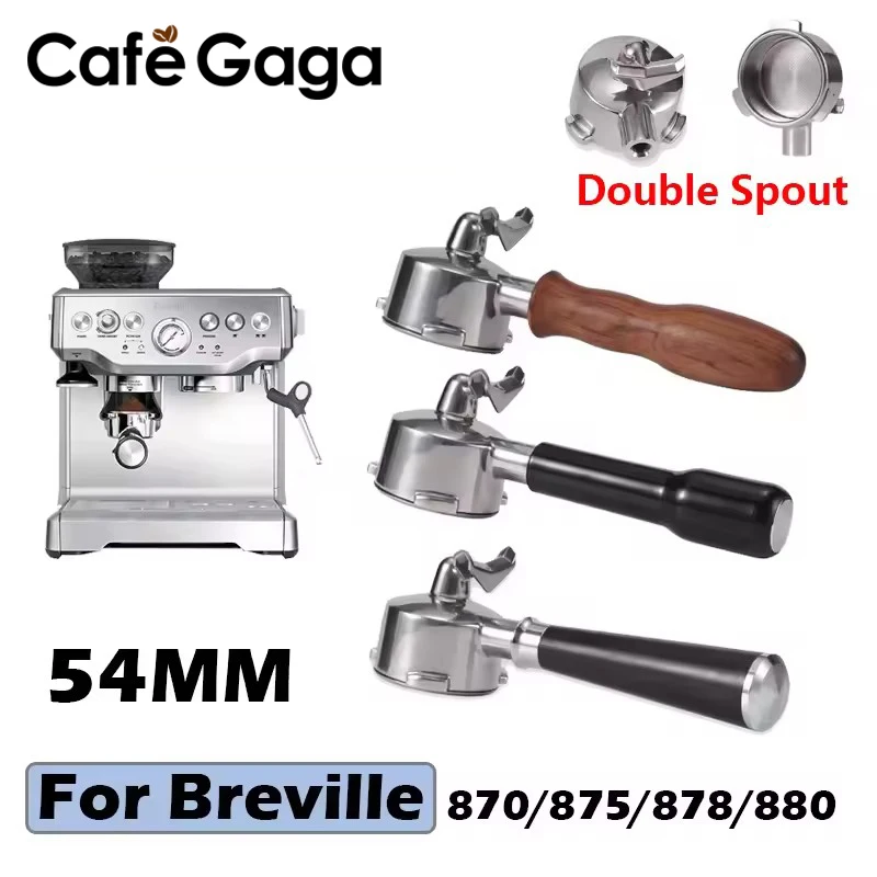 Kaffee Bodenloser Siebträger 54 mm Doppelauslauf Nackt für Breville Sage 870 878 880 Espressomaschine Zubehör Barista-Werkzeuge Image