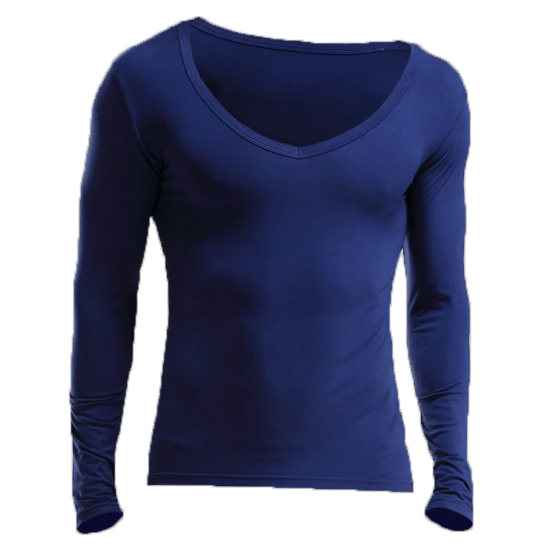 Herren-Unterwäsche mit tiefem Ausschnitt, großem Ausschnitt und V-Ausschnitt, warmer Modal-Herbstmantel, einzelner Basis-Baumwollpullover, dünne Oberteil-Unterwäsche Image