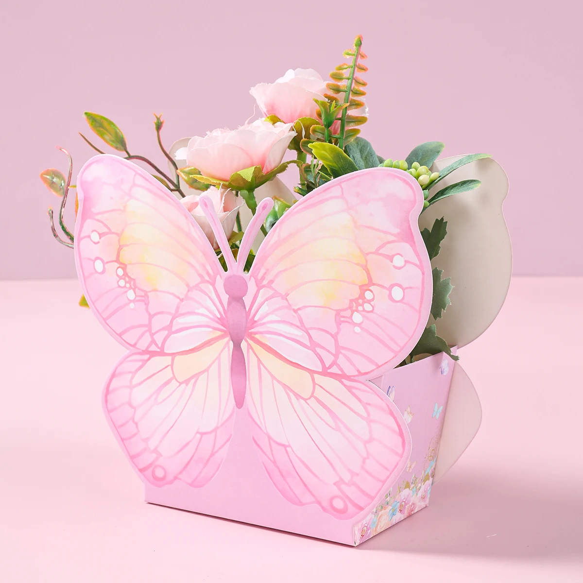 6 Stück Schmetterlings-Blumenbox mit Schmetterlingsmotiv, Geburtstagsparty-Dekoration, Erwachsene, Gastgeschenke, Blumenkasten, Geburtstag, Babyparty, Partyzubehör Image