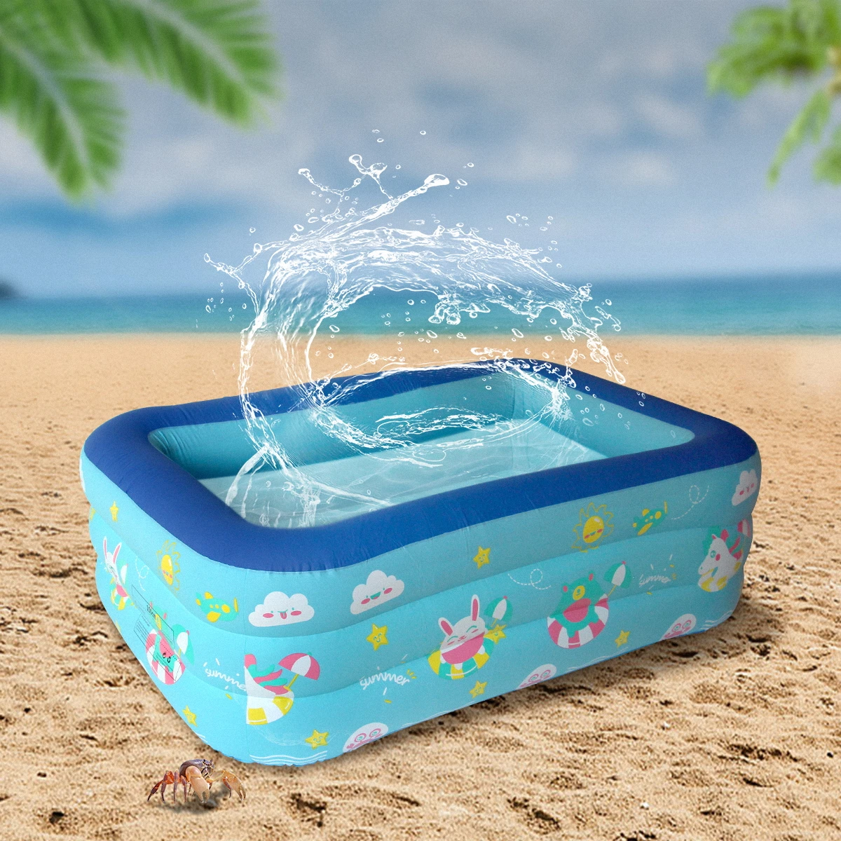 Aufblasbarer Schwimmbecken für Kinder, Kleinkinder, aufblasbarer PVC-Bällebadbecken 150 * 110 * 50 cm für den Strand-Hinterhof im Innen- und Außenbereich