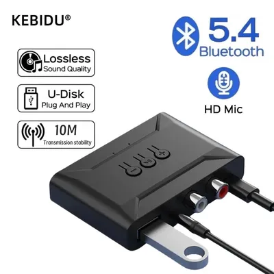 Bluetooth 5,4 Audio Receiver U Disk RCA 3,5mm AUX USB Stereo Musik Wireless Adapter Mit Mikrofon Für Car Kit verdrahtete Lautsprecher Verstärker