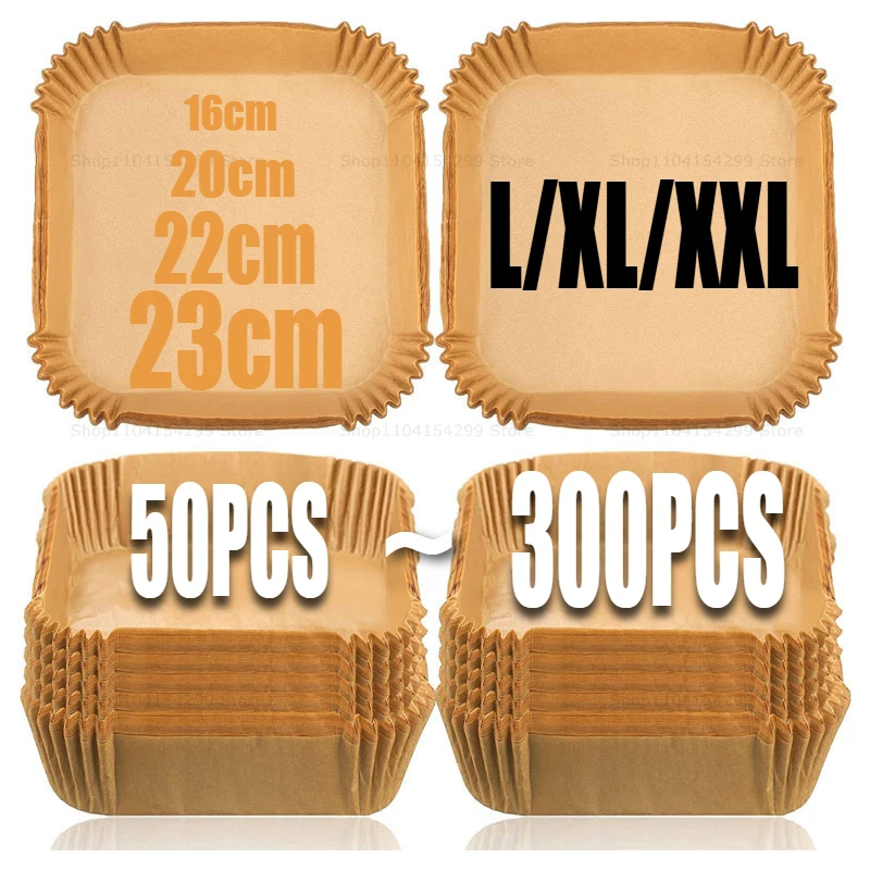 Air Fryer Papier Ofenpapier Einweg-Sendebürste Antihaft-Airfryer Backpapiere Liner Pergamentpapier zum Backen von Mikrowellen Image