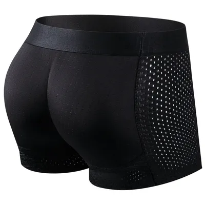 Herren Sexy Fashion Ice Mesh Atmungsaktive Butt Lift Boxershorts Unterwäsche Gepolsterte Unterwäsche Boxer mit Hüftpolster Gesäß Boxer Trunk Image