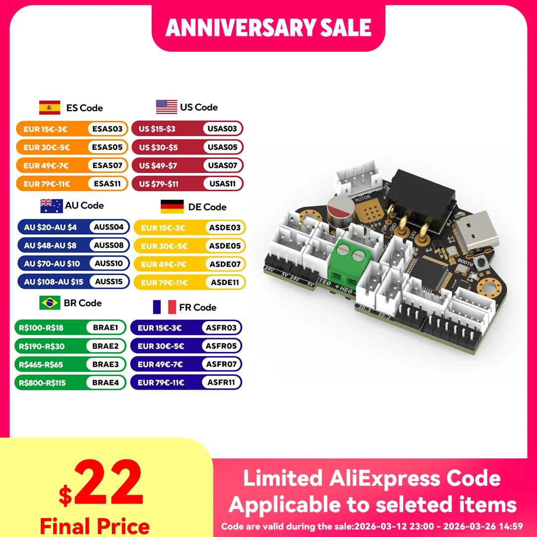 FYSETC H36 v1.3 Combo Hochtemperaturbeständiger Klipper Canbus-Werkzeugplatine, kompatibel mit NEMA14/36 mm Motor Onboard TMC2209 Image