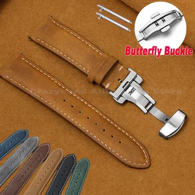 14/16/18/20/22/24 mm Uhrenarmband aus echtem Kalbsleder für Seiko Business-Armband für Omega Butterfly-Schnalle Image