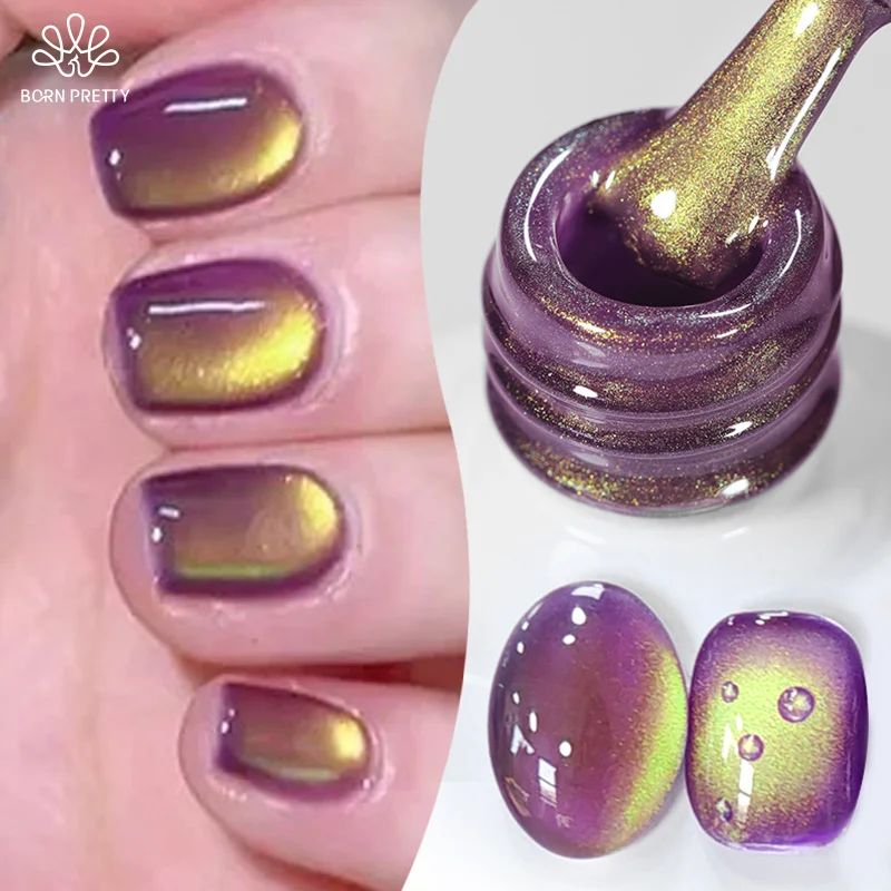 BORN PRETTY 10 ml Fruchtgrün Lila Katze Magnetischer Gel-Nagellack 2025 Neues Whitening Guava Grape Glass Bead Nagellackzubehör Image
