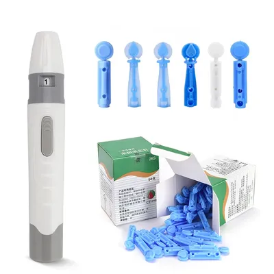 Lancet Pen Adjustable Depth Blood Sampling Glucose Test Pen for Diabetics Blood Collect 50pcs