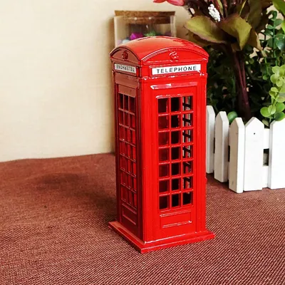 Red Vintage London Telephone-Booth Money Saving Box Multifunctional Money Bank For Desktop