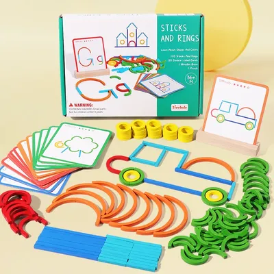 Wooden Creative Sticks And Rings Puzzle Montessori Early Creative Puzzle Building Blocks Childhood