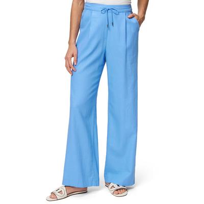 Leinenhose ZERO "zero Leinenhose zum Binden 30 Inch", Damen, Gr. 36, Normalgrößen, blau (ocean blau), Web, Obermaterial: 55% Leinen, 45% Viskose. Ärmelfutter: ohne Futter., unifarben, casual, figurumspielend lang, Hosen, Bindedetail Image