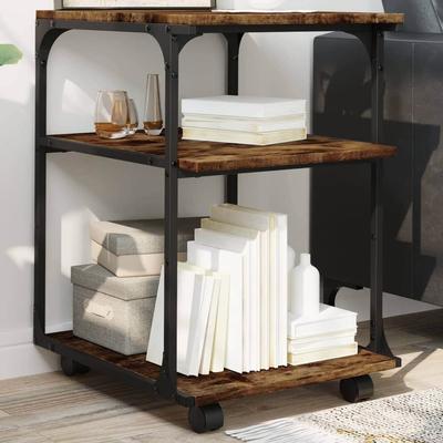 vidaXL Printer Stand 3-Tier Storage File Organizer Office Engineered Wood - 16.9