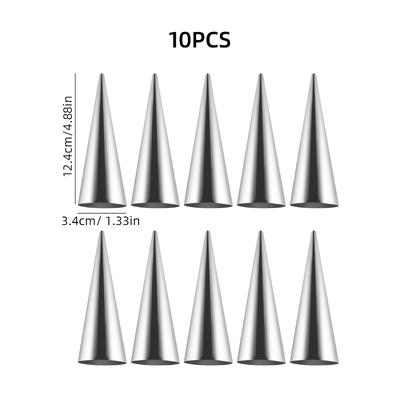 TEMU 5/10/17pcs Stainless Steel Spiral Horn Bread Mold Conical Tube Cone Rolling Mold Cream Trumpet Baking Pastries Desserts Trumpet Tools Cake Molds Essential Kitchen Baking Accessories Image