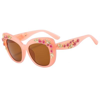 TEMU Metal Hinge Retro Cat Decoration Glasses, New Floral Flat Light Glasses Image
