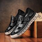 Sandales de pêcheur en similicuir marron pour homme – Chaussures d'extérieur confortables à brides velcro pour l'été et les tenues décontractées