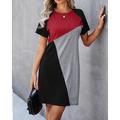 Femmes Robe Longue Maxi Robe Robes inspirées du lin Robe Décontractée Robe T-Shirt Robe d'été Mode Moderne Quotidien Plage Week-end Coupe régulière Bloc de Couleur Manche Courte Col ras du cou Rouge