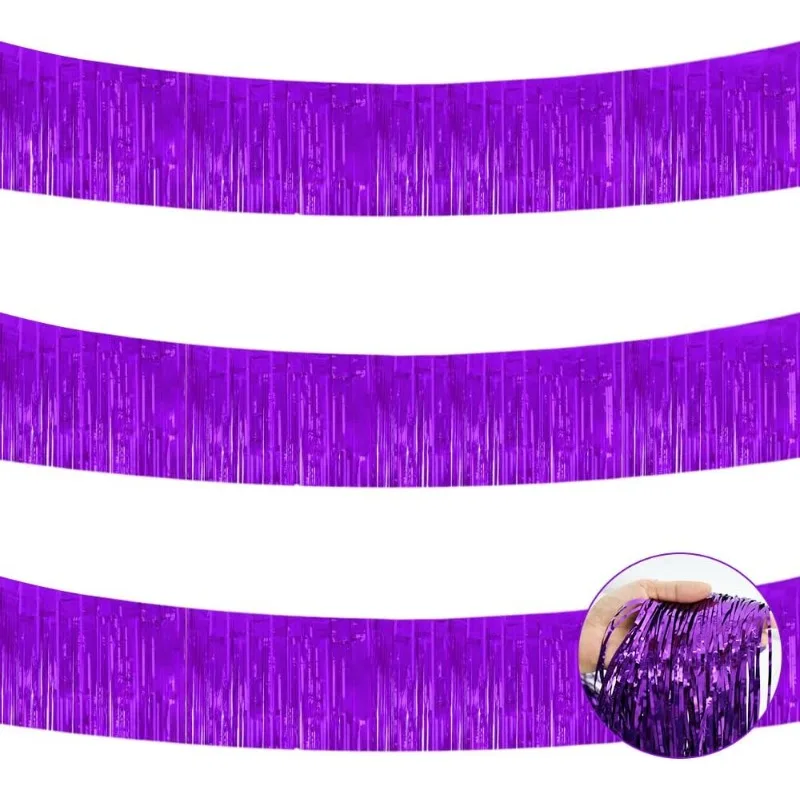 Lila Fransen Girlande Folie Fransen Girlande Lametta Luftschlangen Fransen Hintergrund Banner für Lavendel Hochzeit Geburtstag Party Dekoration Image