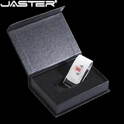 Pendrive Black Box Leder Kostenloser Farbdruck Logo 128 GB USB-Flash-Laufwerk Kostenloses Image
