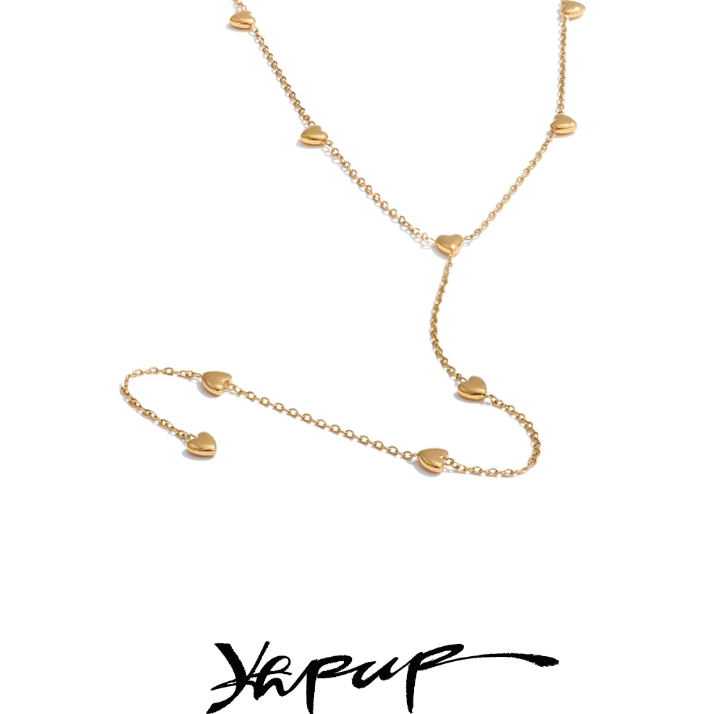 Yhpup Minimalistische 316L Edelstahl Herz Liebe Kette Lange Tropfen Halskette Sommer Urlaub Strand Tragen Charme Schmuck Image