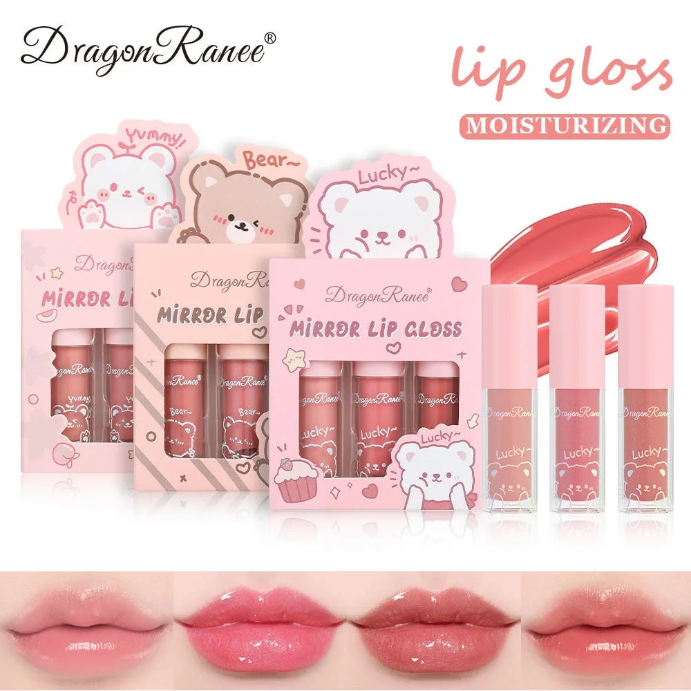 3 teile/satz Feuchtigkeitsspendende Glitter Lip Öl Wasser Licht Glas Lip Perlglanz Nette Tootsie Mini Lip Gloss Transparent Spiegel Lip Image