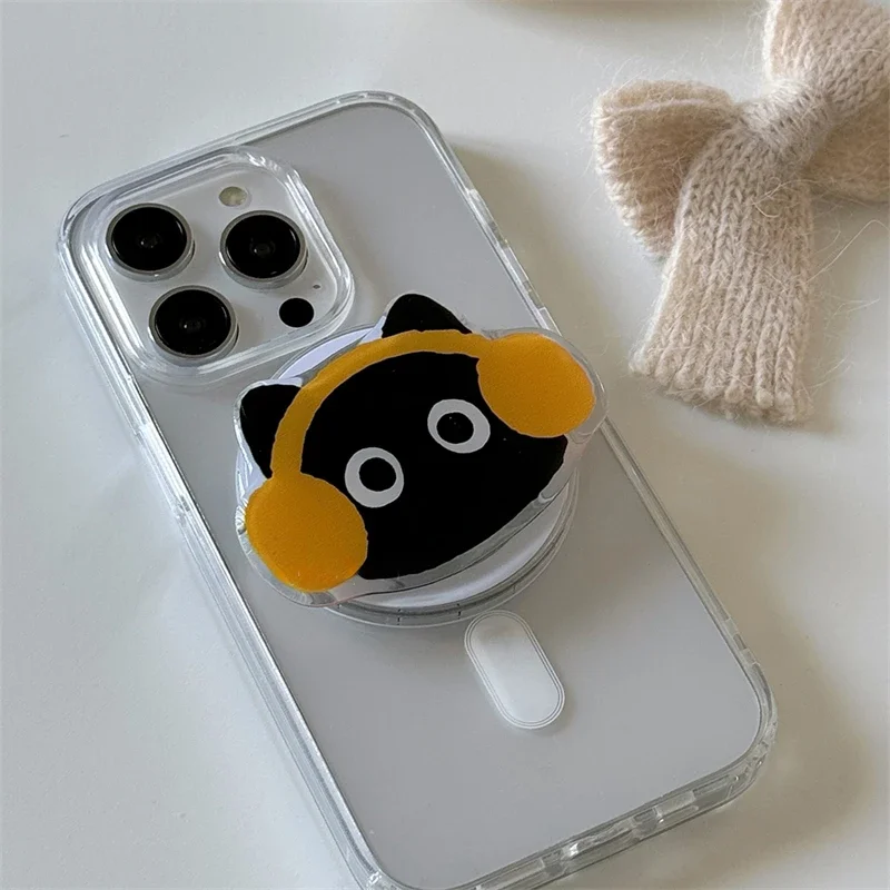 Schwarze Katze Magnetischer Telefonhalter Desktop Lazy Grip Tok Mount für Magsafe iPhone 16 15 14 13 12 für Magsafe Handyhülle Handyständer Image