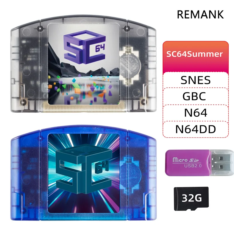 REMANK 5000-in1 SC64Summer SC64 Spielkarte N64 SC64 Open Source Patrone Für Nintendo 64DD GBC SNES Retro Spielkonsole Zubehör Image