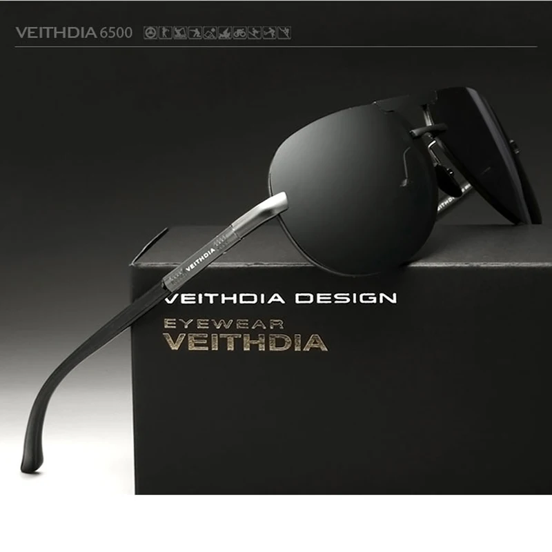 VEITHDIA Aluminium Magnesium Randlose Herren Sonnenbrille Outdoor Polarisierte UV400 Objektiv Sonnenbrille Brillen Zubehör Für Männer 6500 Image