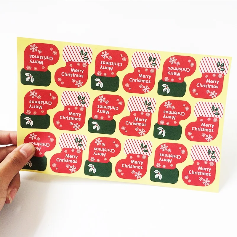 180 teile/los Neue Vintage Frohe Weihnachten Socken serie Kraft siegel aufkleber DIY notiz geschenk Etiketten Image