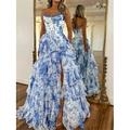 Elegante A-Linie Quinceanera Kleider Hochzeiten und Gäste Bodenlang Ärmellos Strapless Chiffon Rückenfrei Floralprint
