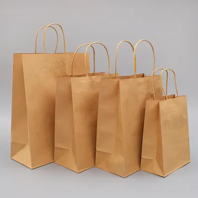 10/25/50pcs/lot Kraft Paper Bag with Handles Gift Packing Bags for Store Clothes Wedding Christmas