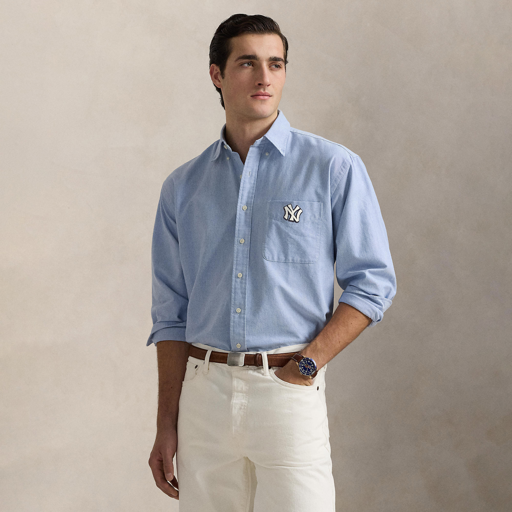 Polo Ralph Lauren – Hellblaues Yankees-Hemd in Groß Image