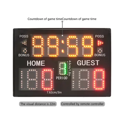 Digital Scoreboard Timer with LED Display, Remote Control, Adjustable Height and Brightness,