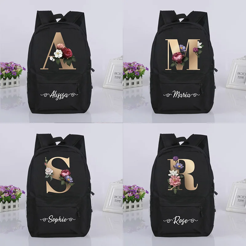 Sacs d'École Personnalisés avec Lettres et Nom Imprimé, Sac à Dos pour Enfants de la Maternelle, Cartable pour Adolescents, Cadeaux