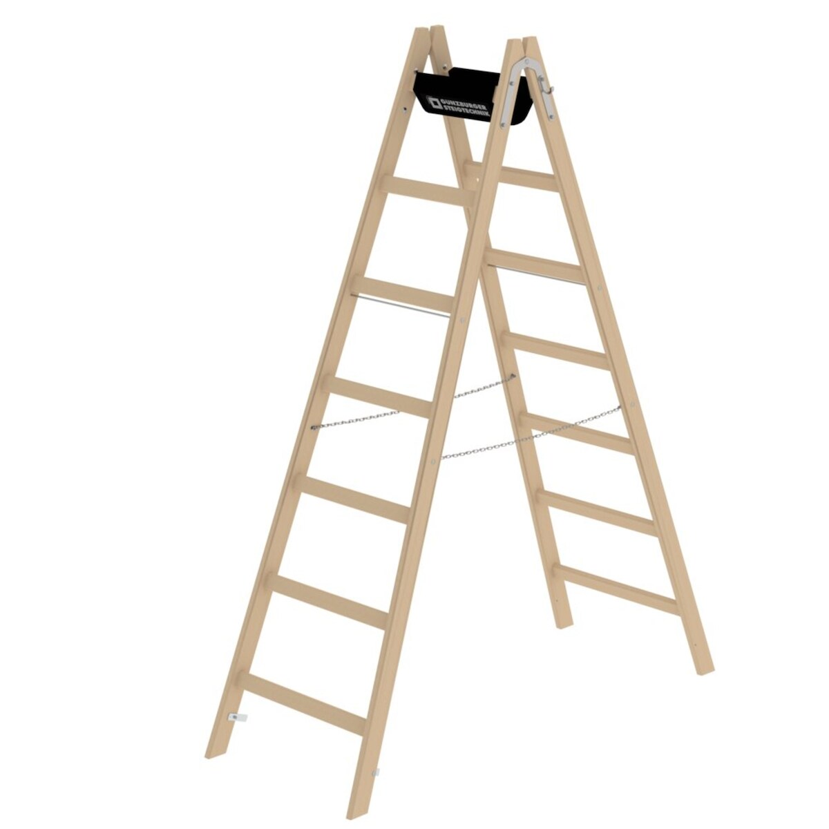 Munk Stehleiter Holz 33214 2x7 Sprossen Image