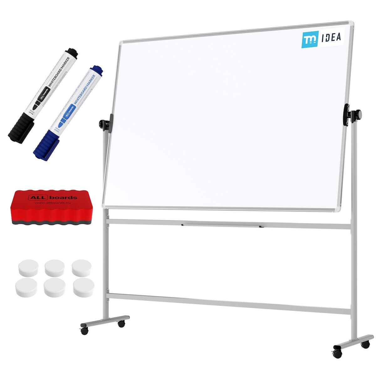 ALLboards Mobiles Board, Serie: TM Idea/Flex – mit doppelseitiger Whiteboard-Oberfläche, drehbar, 180×120 cm Image