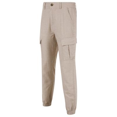 Trousers Idas Linen Cotton Comfort Fit Elasticated Waist Cargo Trousers in Nomad Sand / XL - Tokyo Laundry