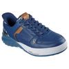 Slip-On Sneaker SKECHERS "SIZZLE-SNOOP SIZZLE SLIP-INS PAISLEY", Herren, Gr. 48,5, blau (navy, braun), Leder, modisch, Schuhe, Snoop Dogg Sneaker, Sneaker zum Schlupfen