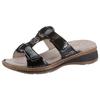 Pantolette ARA "HAWAII", Damen, Gr. 35, schwarz (schwarz glänzend), Lackleder, glänzend, modisch, Schuhe, Keilabsatz, Sommerschuh, Schlappen mit Klett
