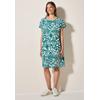 Sommerkleid CECIL, Damen, Gr. S (38), US-Größen, grün (grün lagoon), Stoff, 55% Leinen, 45% Viskose, bedruckt, casual, normal knielang, U-Boot-Ausschnitt, Kurzarm abgesteppt, Kleider, aus Leinen