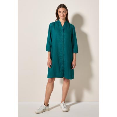 Blusenkleid CECIL, Damen, Gr. XS (36), US-Größen, grün (grün lagoon), Stoff, 100% Leinen, unifarben, casual, comfort fit knielang, V-Ausschnitt, 3/4-Ärmel Bündchen, Kleider, knielang Image